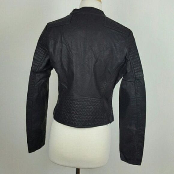 CI SONO Vegan Leather Motto Jacket With Detailed Texture Zip Up Biker - Picture 6 of 6